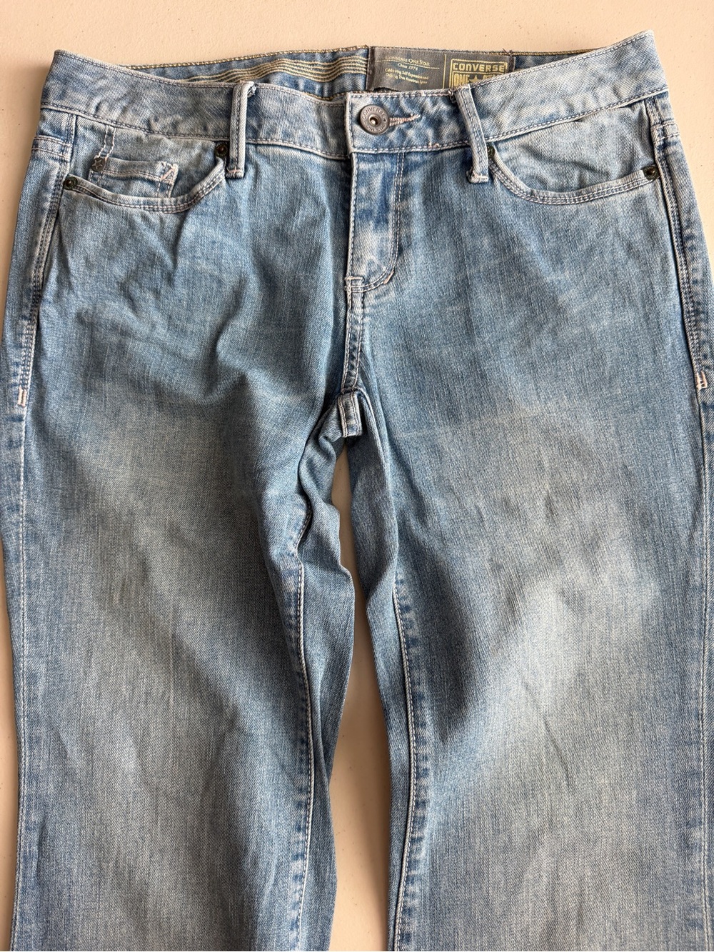 💙💛👖CONVERSE Distressed Blue Faded Denim Jeans NWT